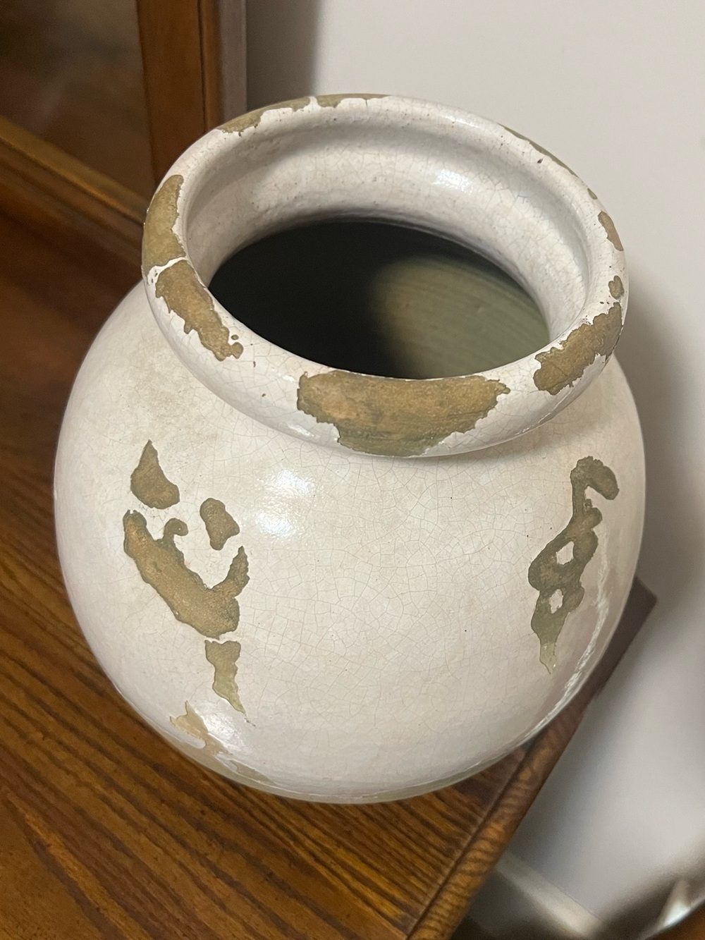 Pottery Barn Large Tuscany Glaze Terracotta Urn - Terra Cotta Jug Jar White Vase - Picture 6 of 7
